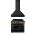36 In. Dual Fuel Range and Range Hood in Black Stainless Steel V31894