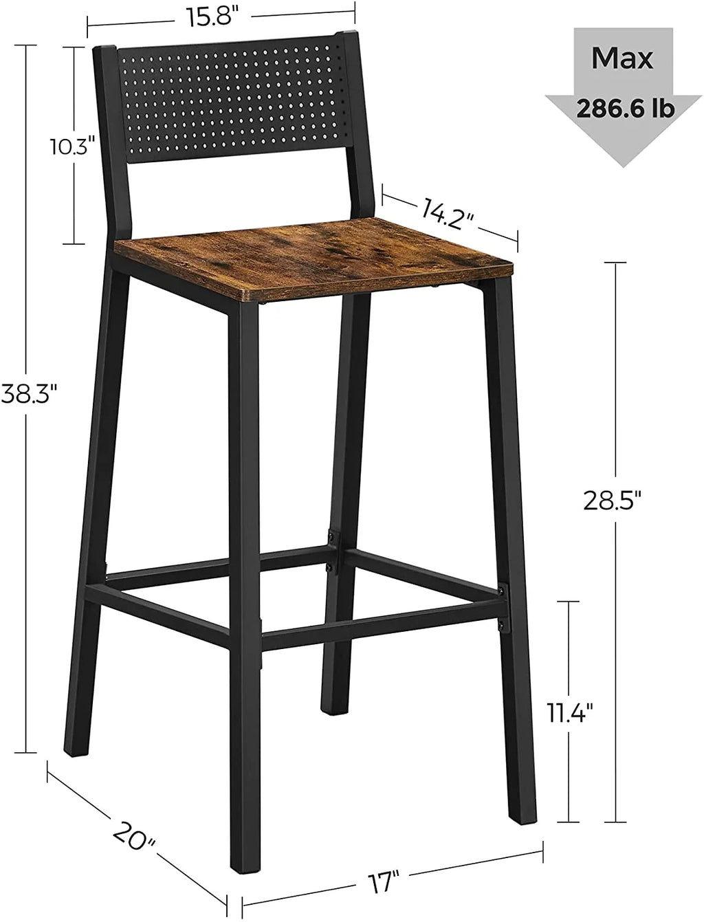 Set of 2 Bar Stools with Backrest K12149