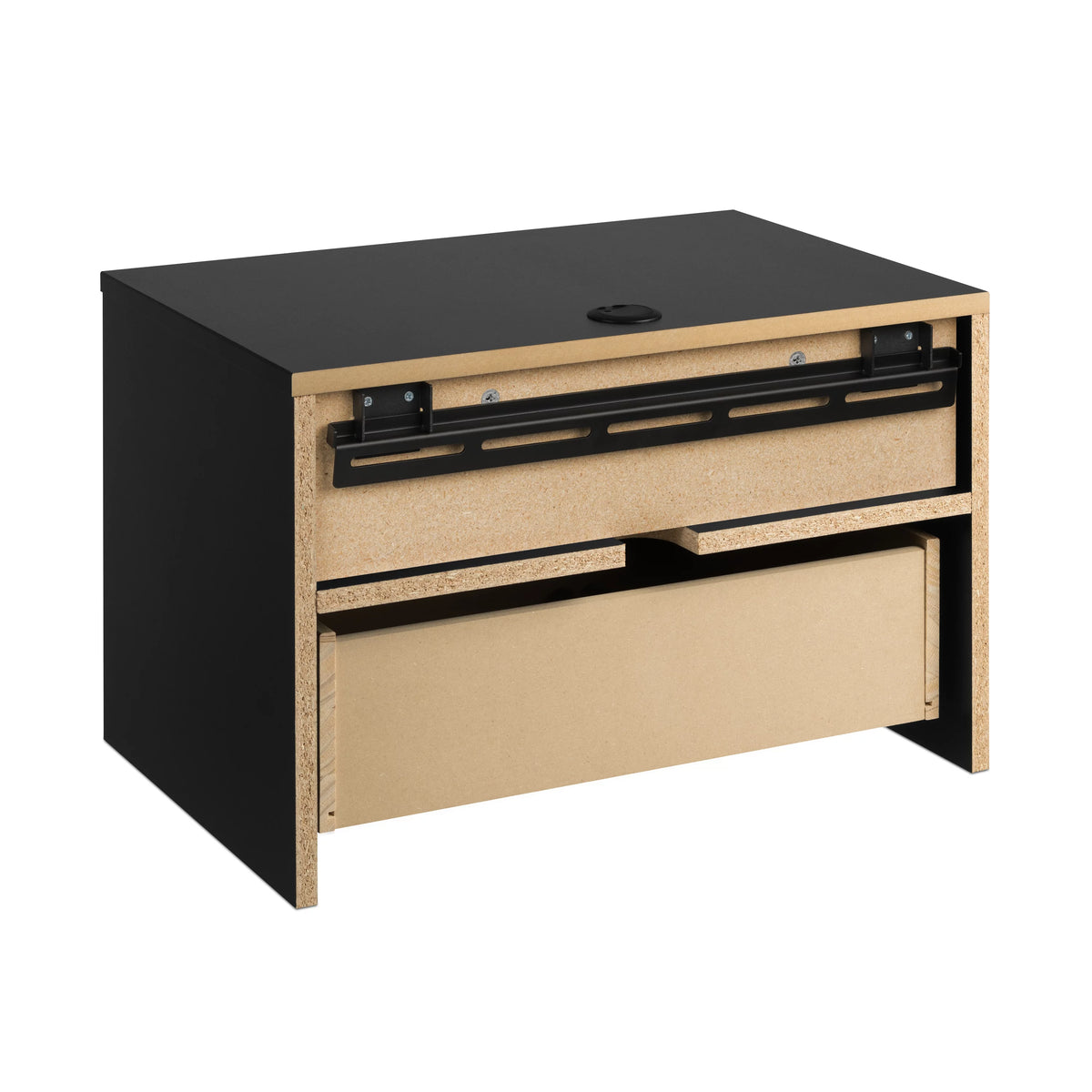 Black Floating Nightstand With Open Shelf X376