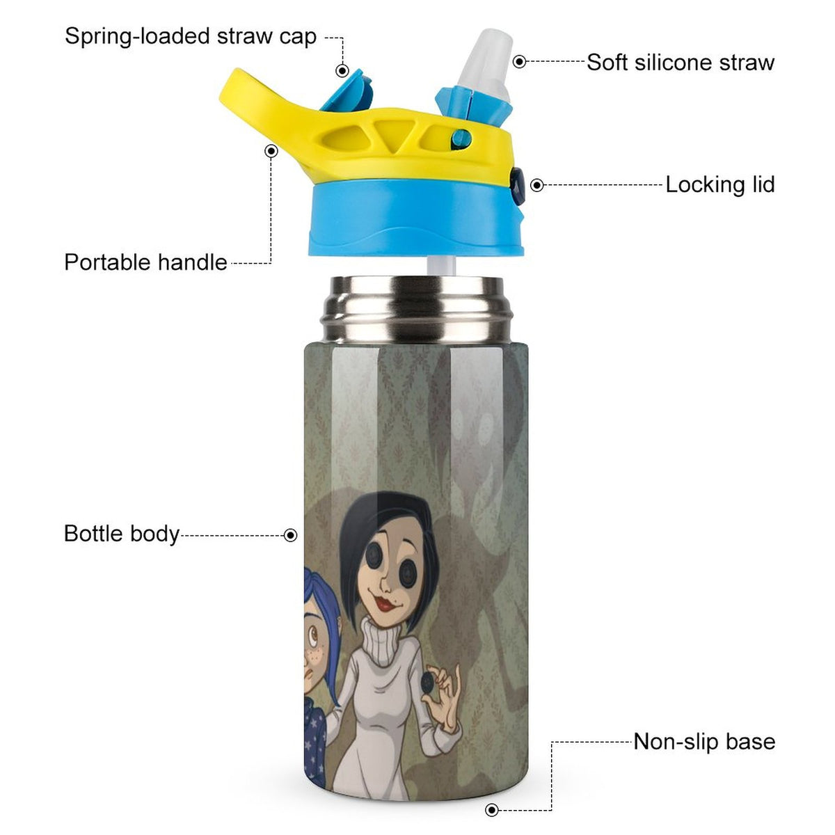 Insulated Stainless Steel Water Bottle with Straw U896061