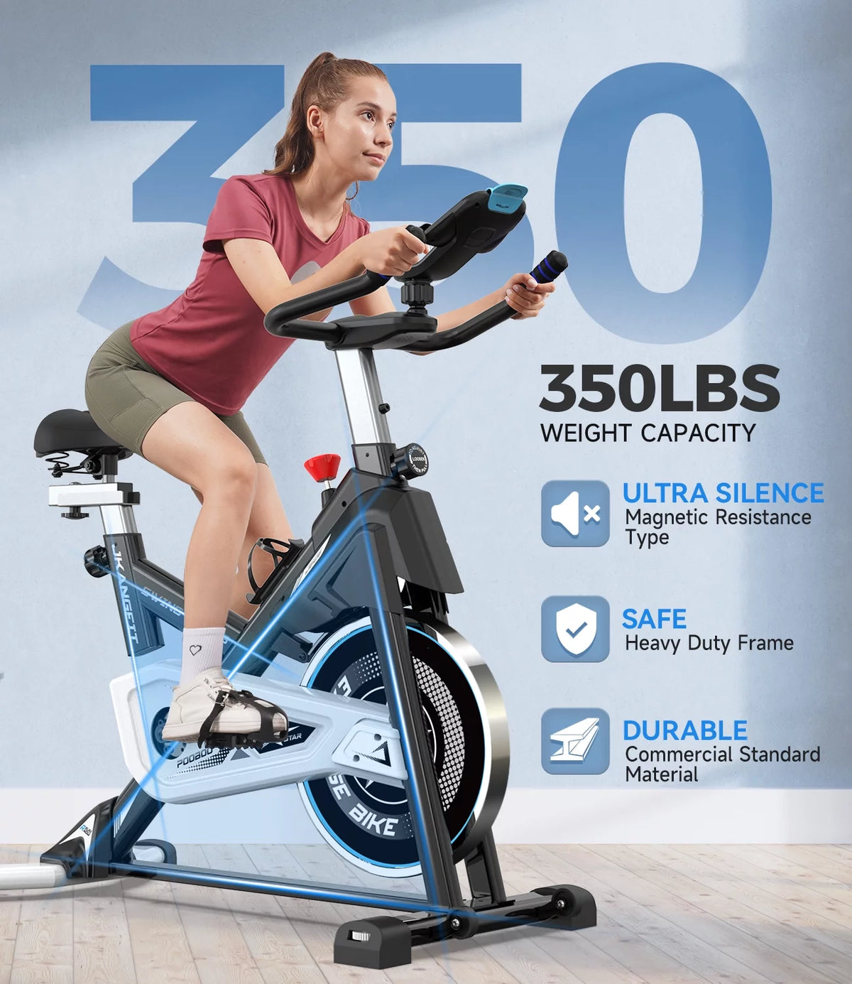 Belt Driven Indoor Cycling Bike with 44lbs Flywheel M22083