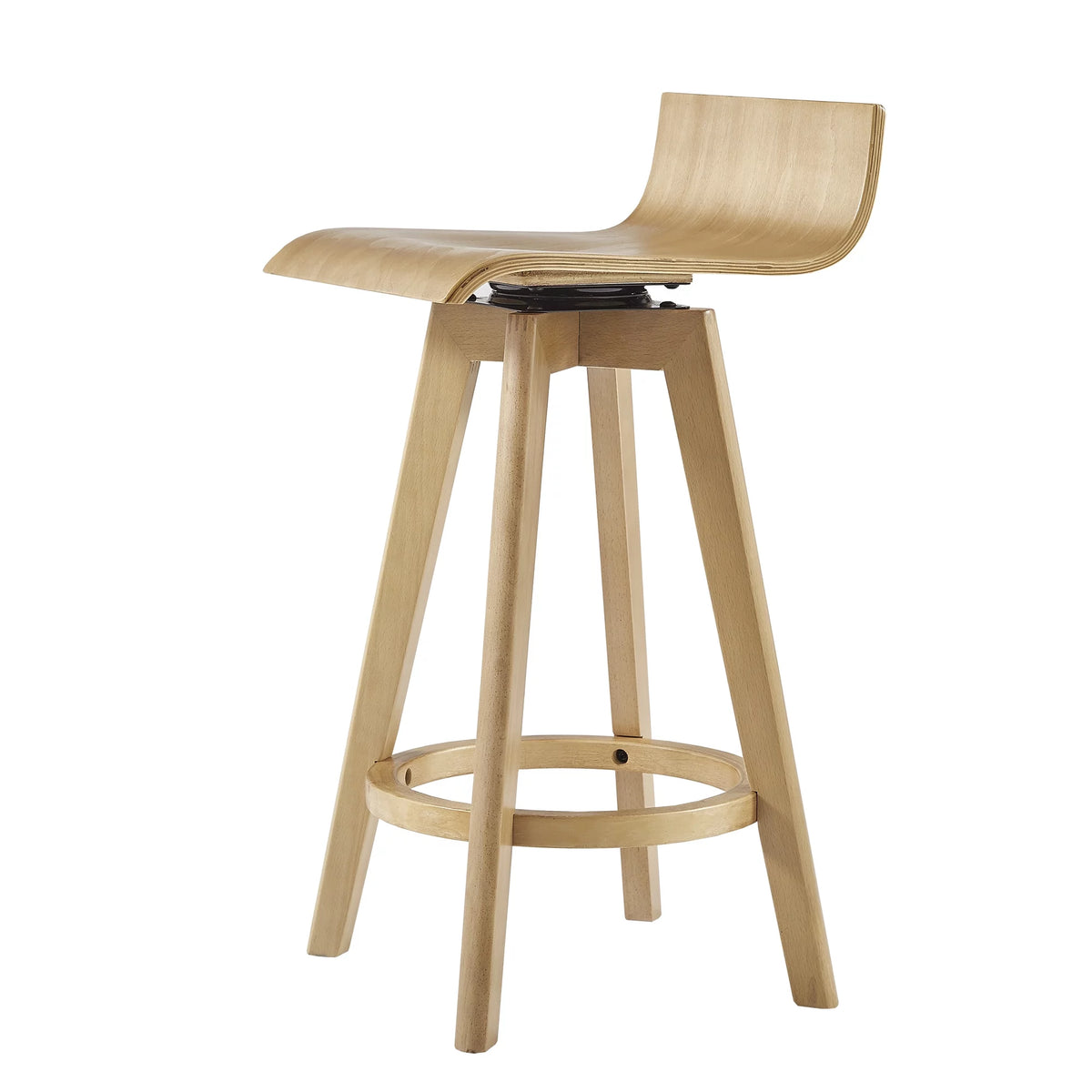 Set of 2 Natural Wood Swivel Counter Stool U67884