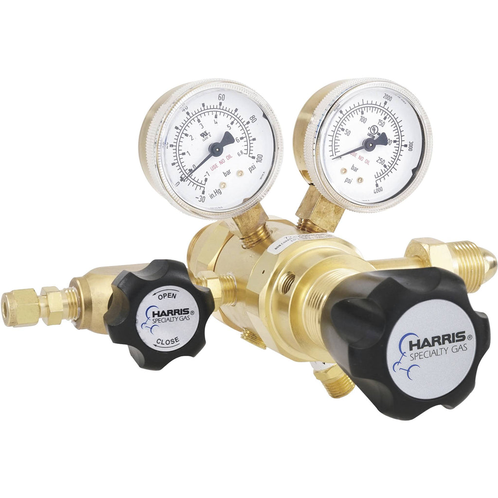 Brass 2-Stage Gas Lab Regulator, CGA 580, 0-50 PSI Y8492