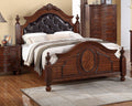 Eastern King Size Bed with Faux Leather Headboard and Footboard J421645
