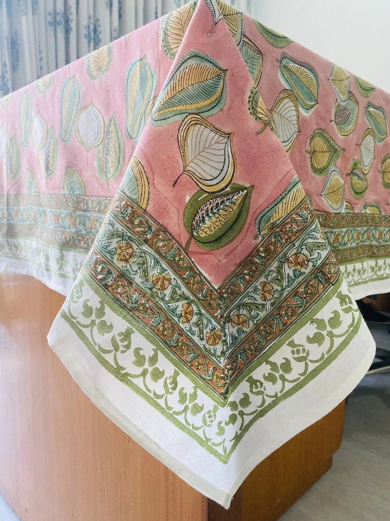 Salmon Pink Cotton Tablecloth K69614