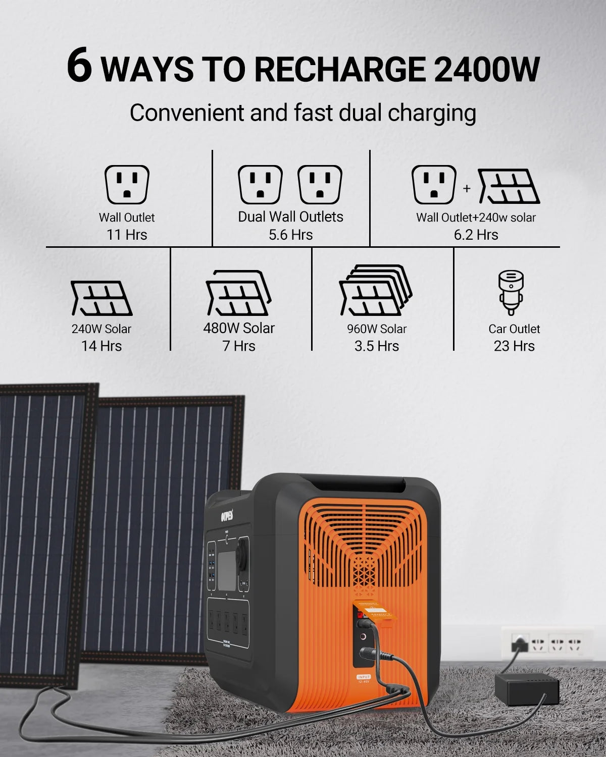 2400W 2232Wh Portable Power Station with 4 240W Solar Panels Z87601