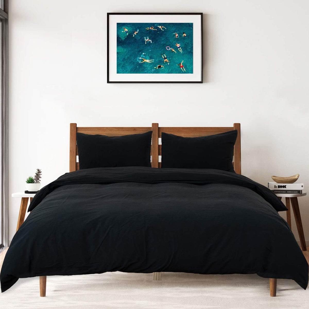 White Washed Cotton Queen Duvet Cover Set, 3-Piece L540575