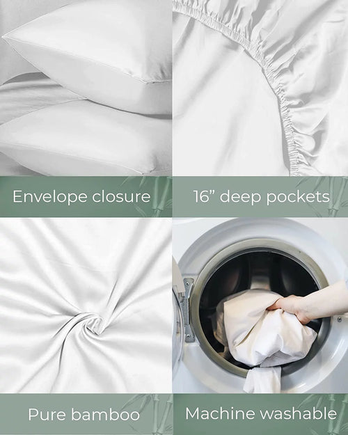 100% Organic Bamboo Silk White King Flat Sheet Pack of 2 G71425