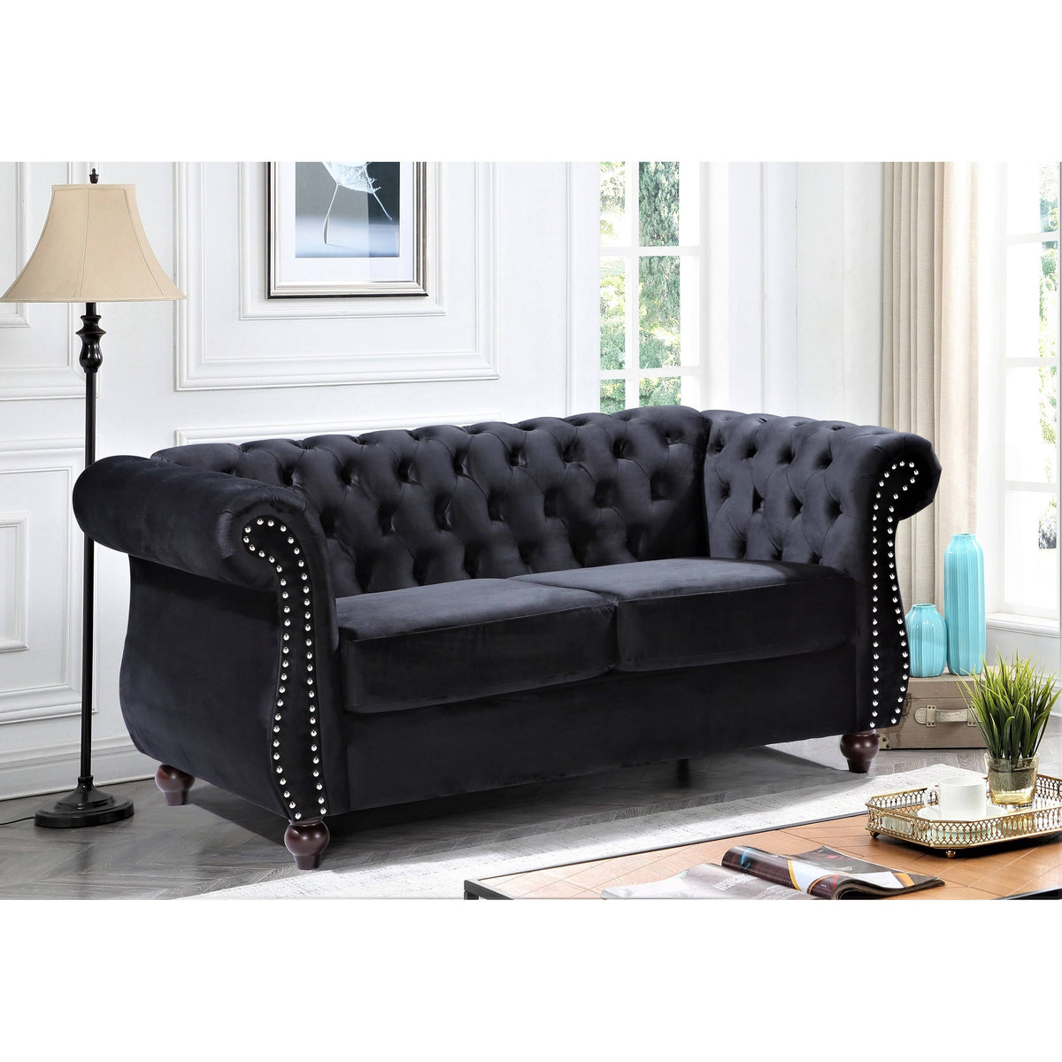 Pink Chesterfield Loveseat U393