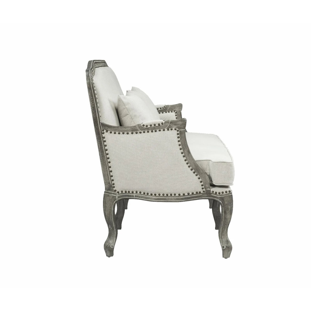 Cream Linen Fabric Sofa with 3 Pillows C286