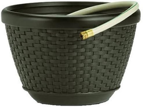 Mocha Wicker 100-Foot Capacity Hose Pot Q2463