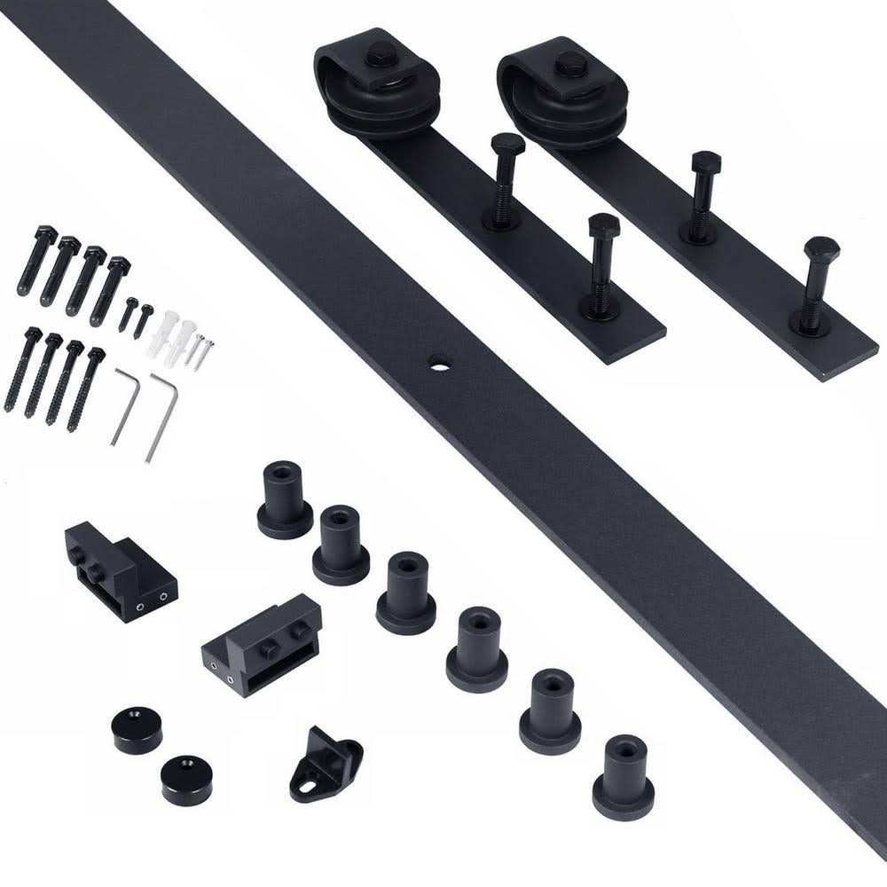 Charcoal Black Solid Wood Interior Sliding Barn Door with Hardware Kit I5220