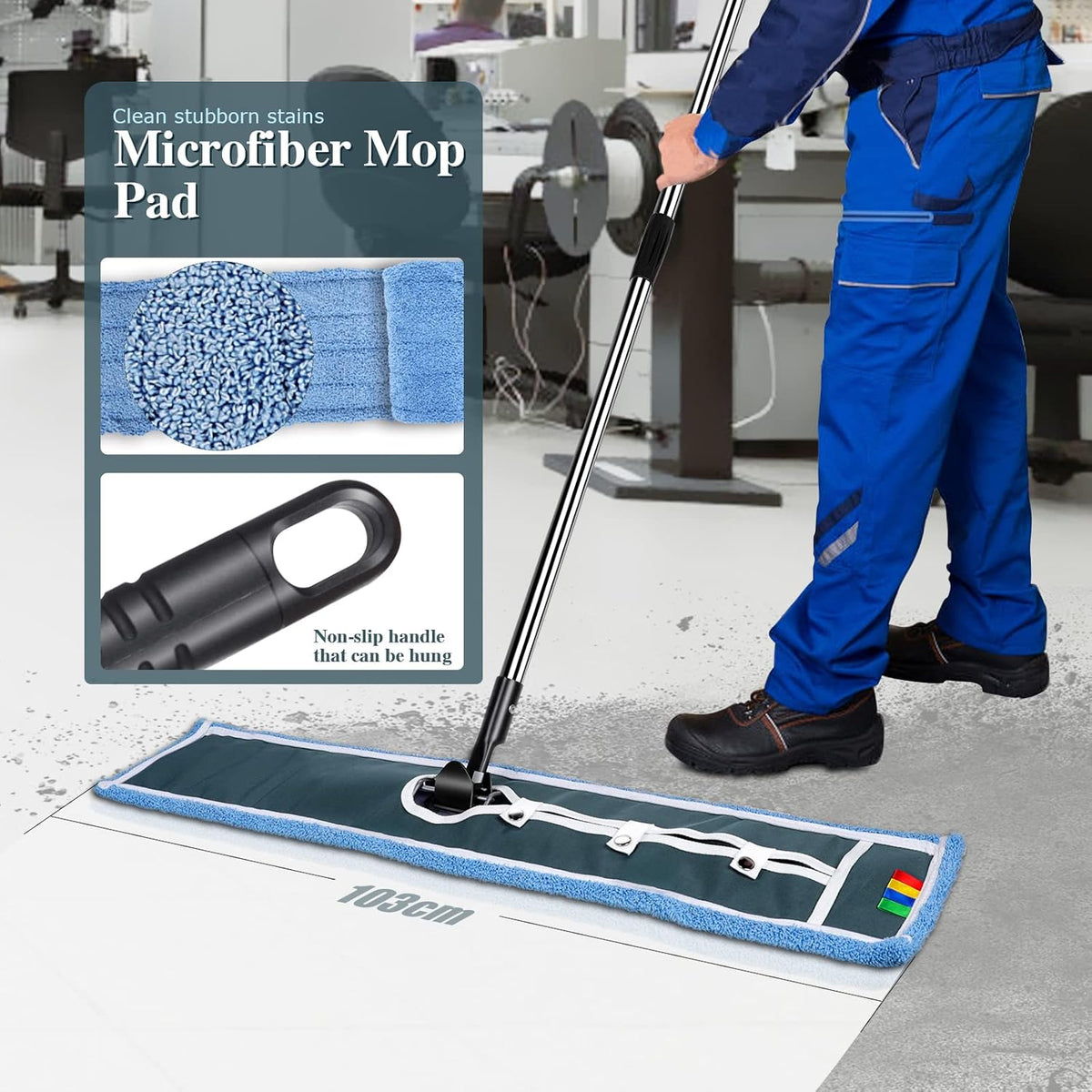 Commercial Dust Mop with 2 Microfiber Mop Pads, 51.2'' Metal Head with Stainless Steel Handle, Pack of 2 H4658
