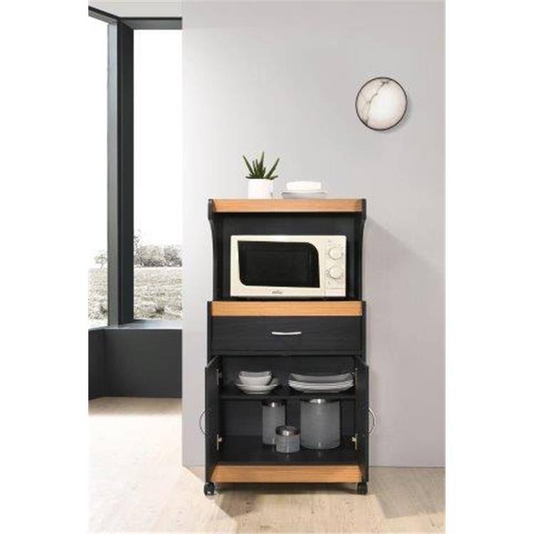 Black-Beech Microwave Kitchen Cart D804