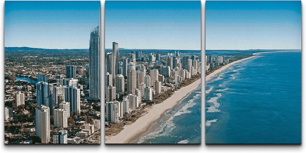 Canvas Print Wall Art Set Ocean Waves Marine Life Nautical Landscape Blue 16x24 x 3 U94217