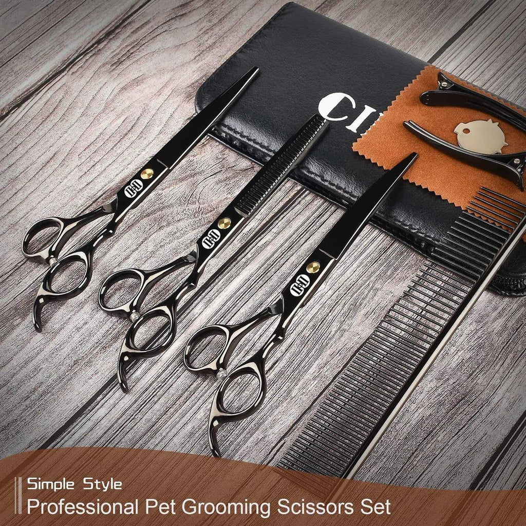 7 Inch Dog Grooming Scissors Kit with Curved Scissors Z67481
