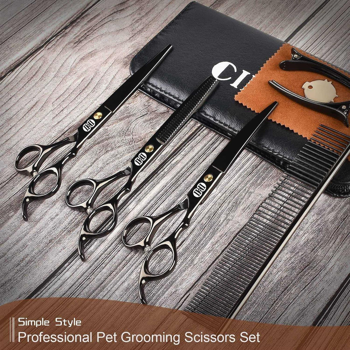 7 Inch Dog Grooming Scissors Kit with Curved Scissors Z67481