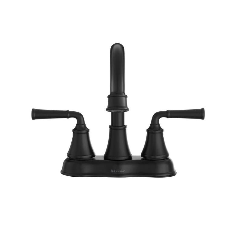 4 in. Centerset Double Handle High-Arc Bathroom Faucet in Matte Black D741