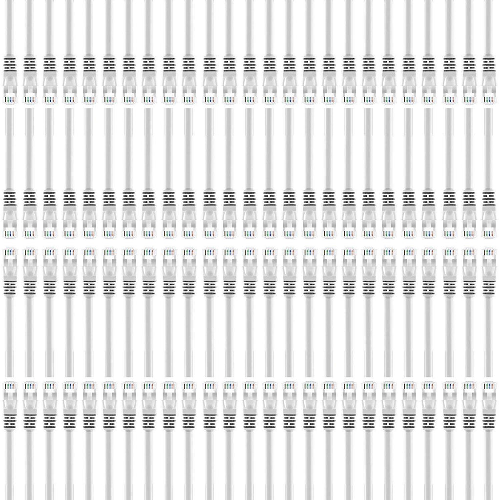 100-Pack Cat 6 Ethernet Cable White 0.5 Feet O29658