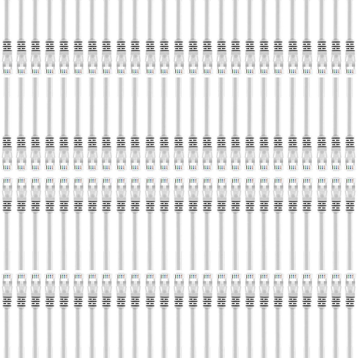 100-Pack Cat 6 Ethernet Cable White 0.5 Feet O29658