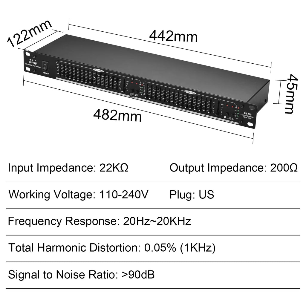Dual Channel 15-Band Rack Mount Stereo Graphic Equalizer X284326
