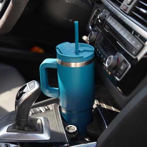 40 oz Insulated Stainless Steel Tumbler with Handle and 2 Straws H384899