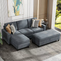 L-Shaped Convertible Sectional Sofa with Storage Ottoman I20500
