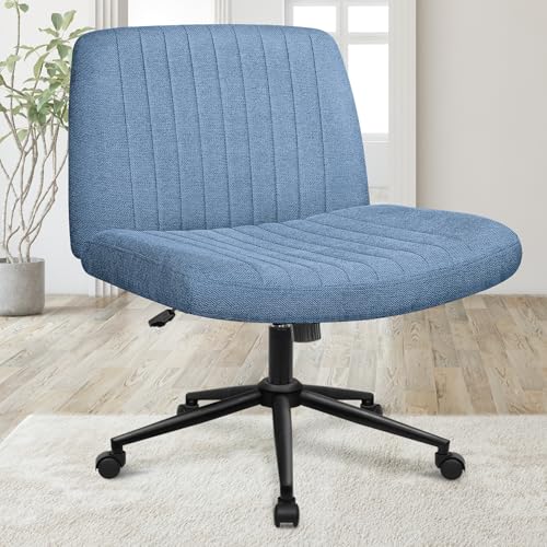 Beige Armless Criss Cross Office Chair with Wheels Q596727