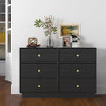 Black 6 Drawer Wood Dresser with Crystal Knobs B289