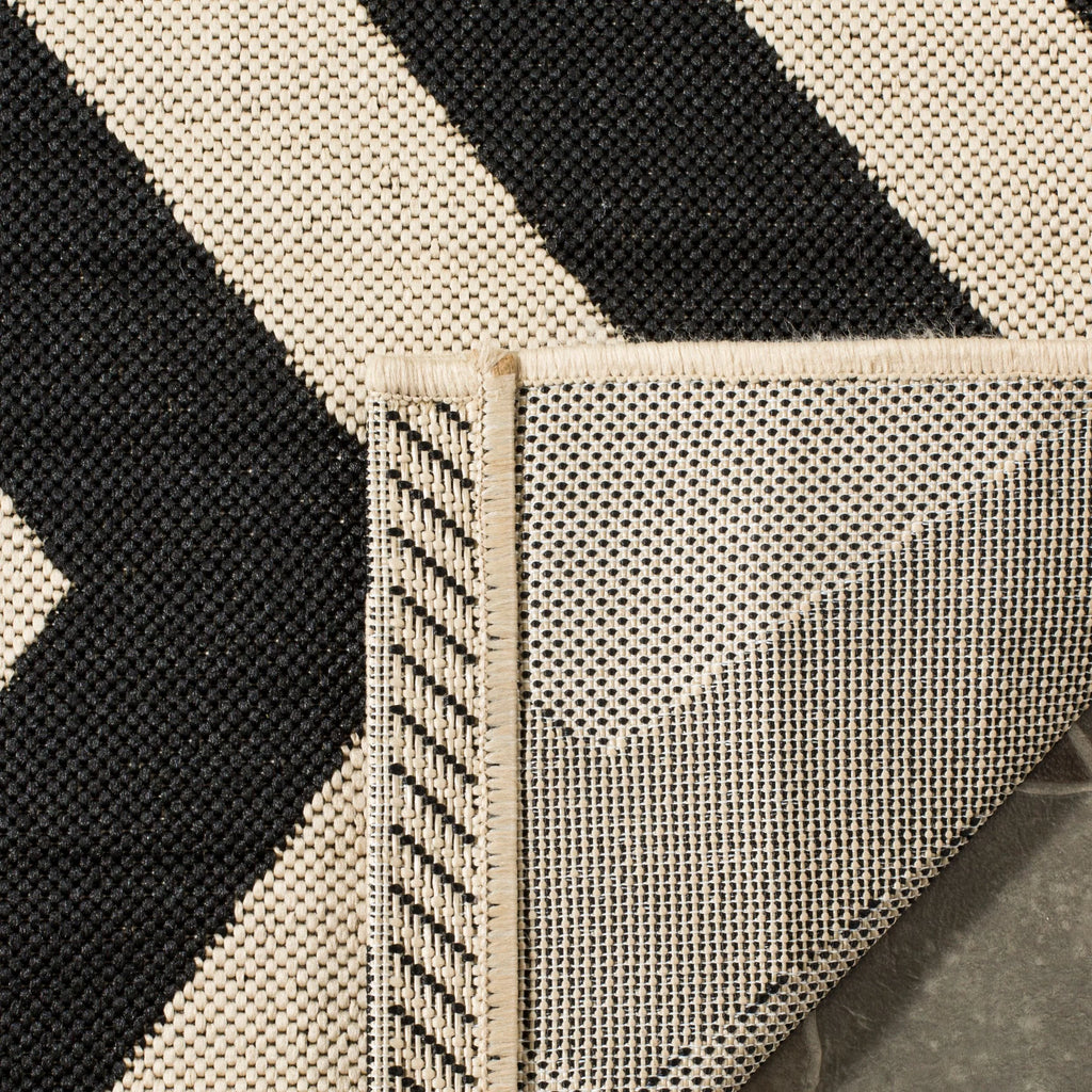 Black Beige Round Indoor/Outdoor Area Rug S35566