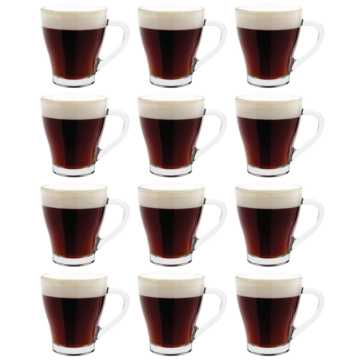 9 Ounce Glass Coffee Mugs, Set of 12 Clear Glass Mugs D955