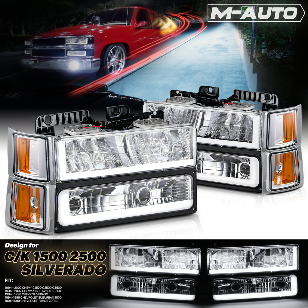LED Tube Headlight Assembly with 6000K LED Bulbs C7447
