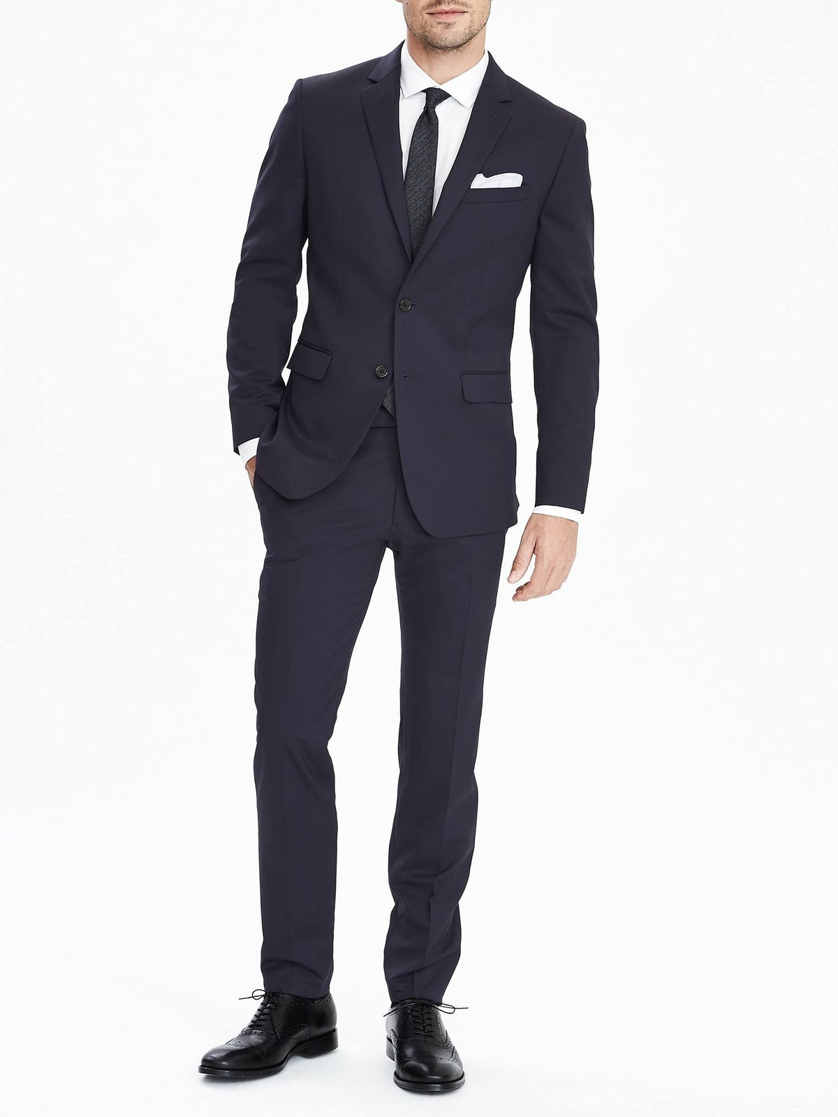 Navy Slim Italian Wool Suit Pant J260262