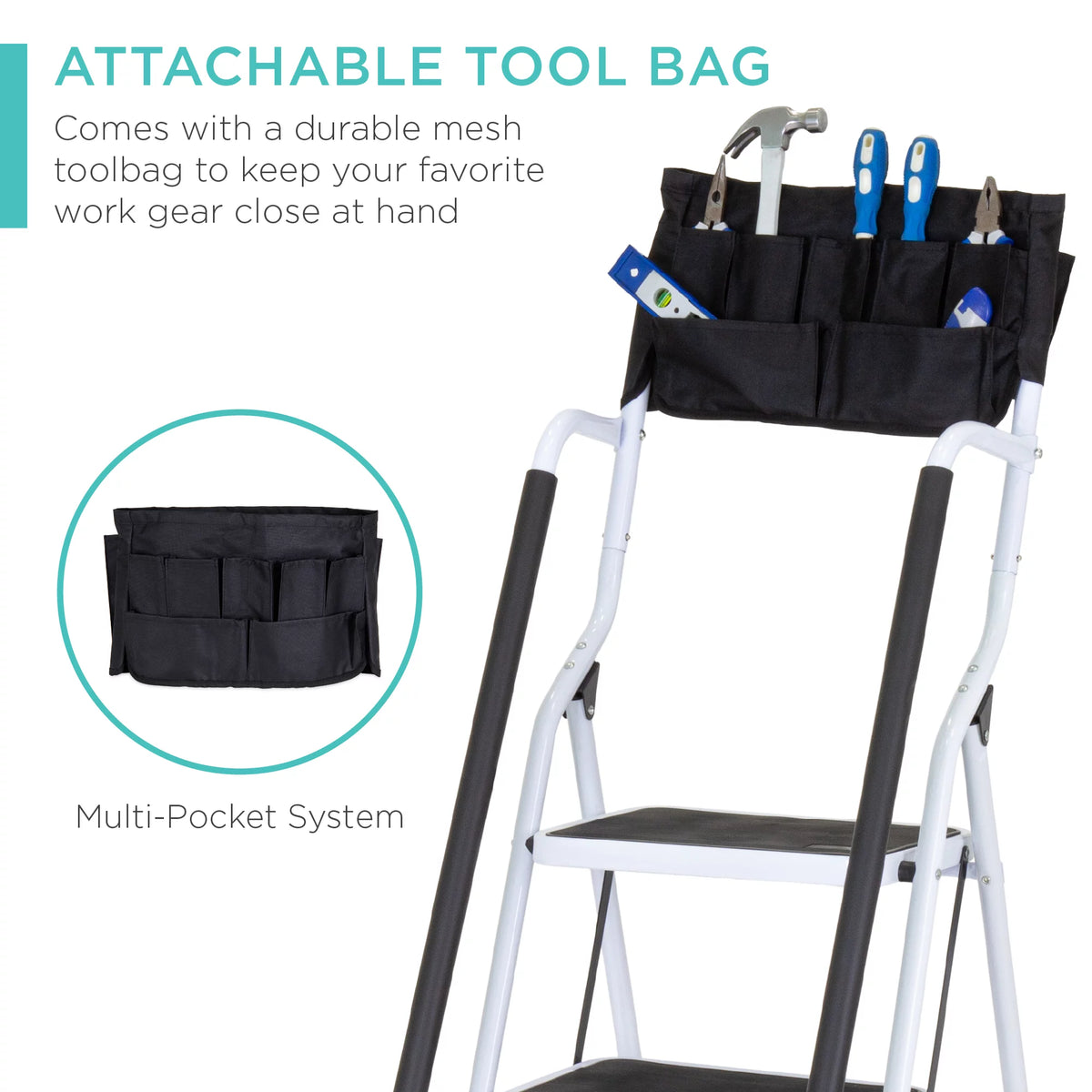 4-Step Portable Folding Anti-Slip Steel Ladder with Handrails M104952