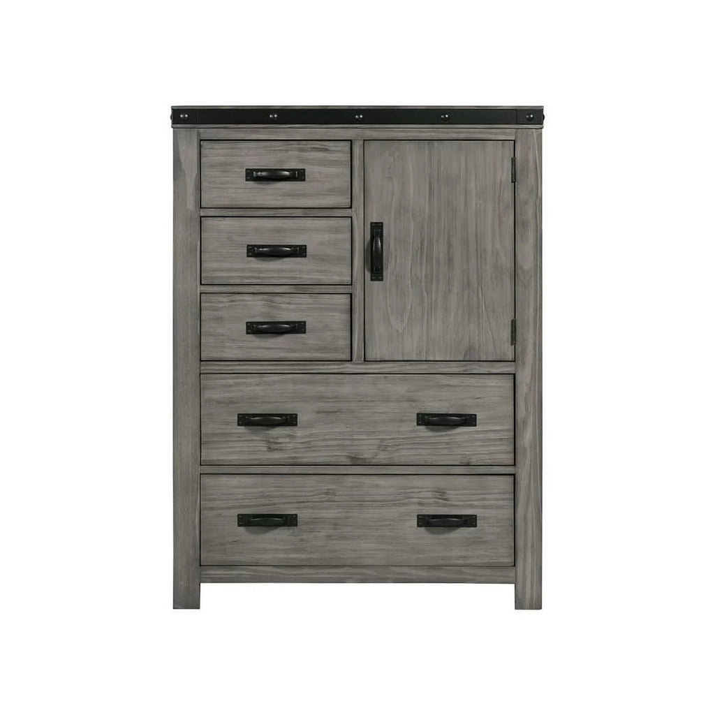 Gray Solid Wood 5-Drawer Chest P30269
