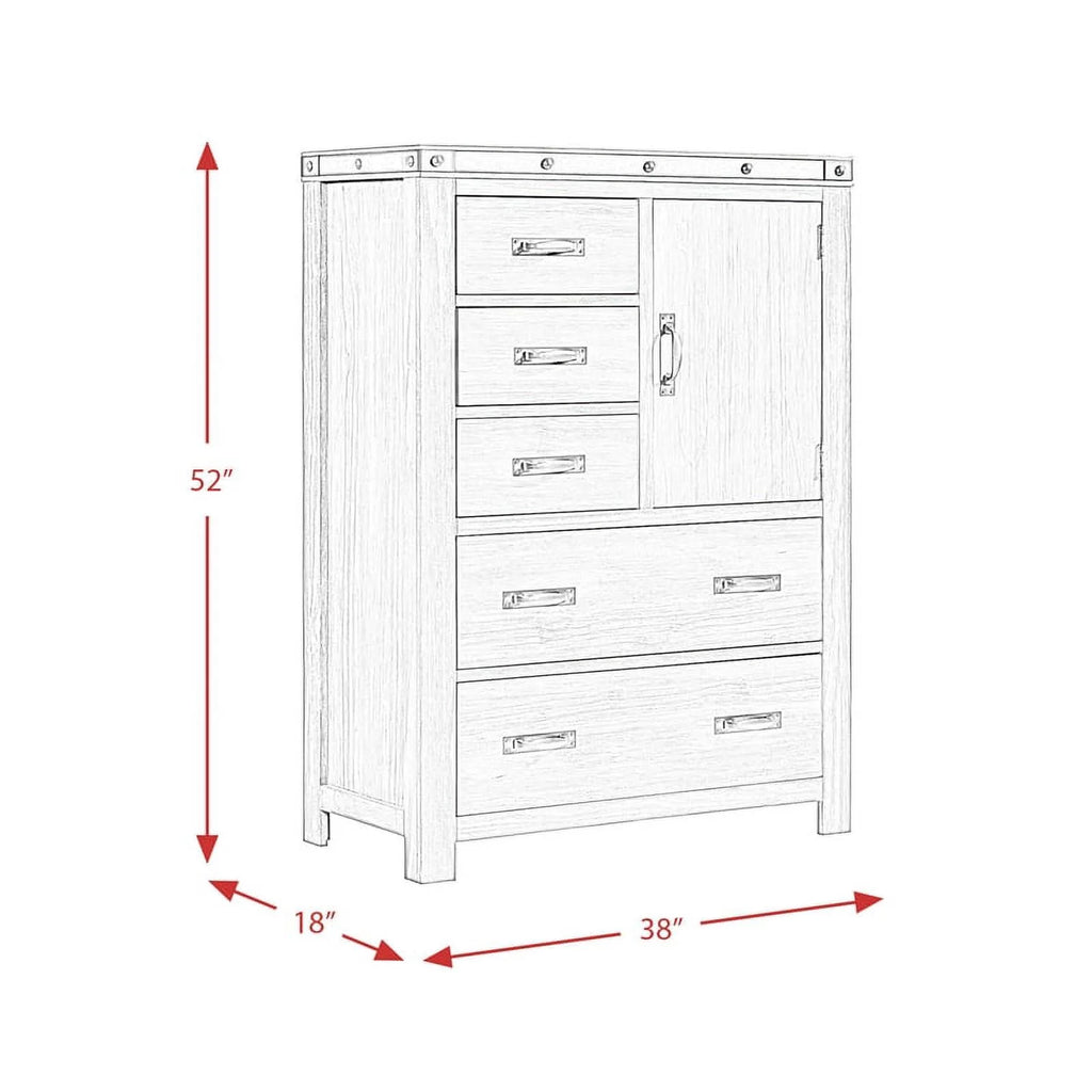 Gray Solid Wood 5-Drawer Chest P30269
