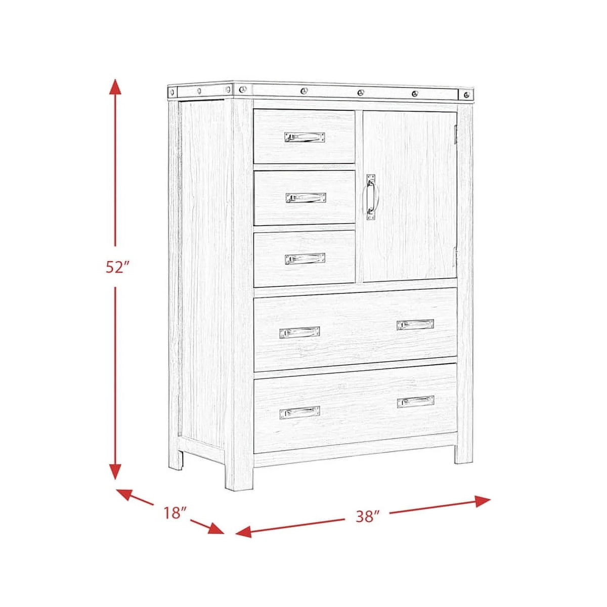 Gray Solid Wood 5-Drawer Chest P30269