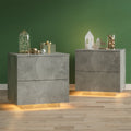 LED Nightstands Set of 2 with 2 Drawers D3965