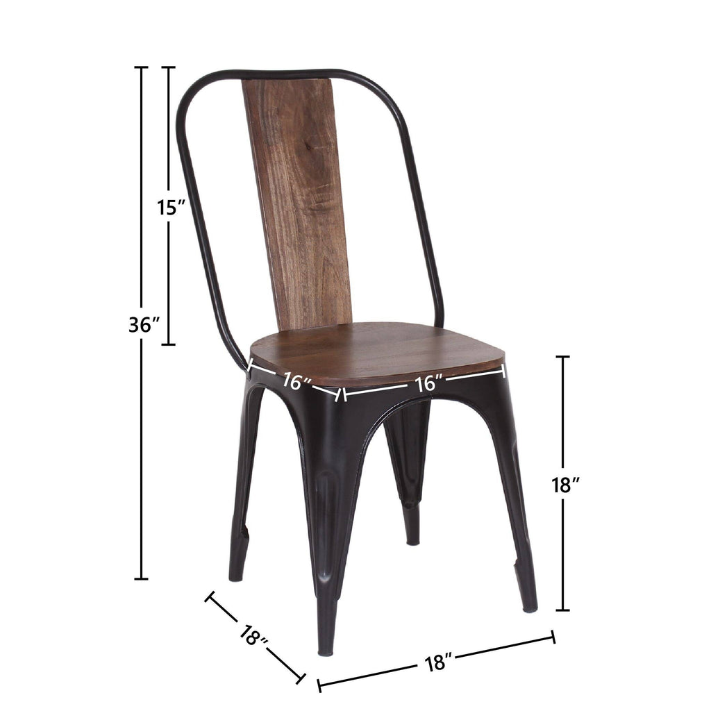 Industrial Iron Mango Wood Side Dining Chairs (Set of 2) Brown A5206
