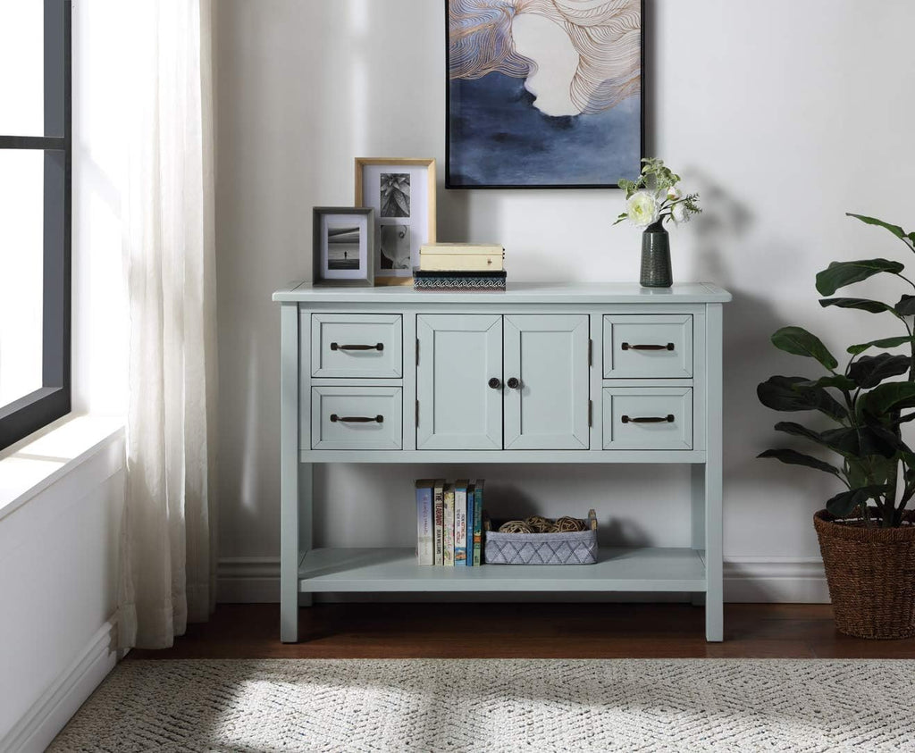 Espresso Wood Console Table with 2 Drawers, 2 Cabinets, 1 Shelf P40651