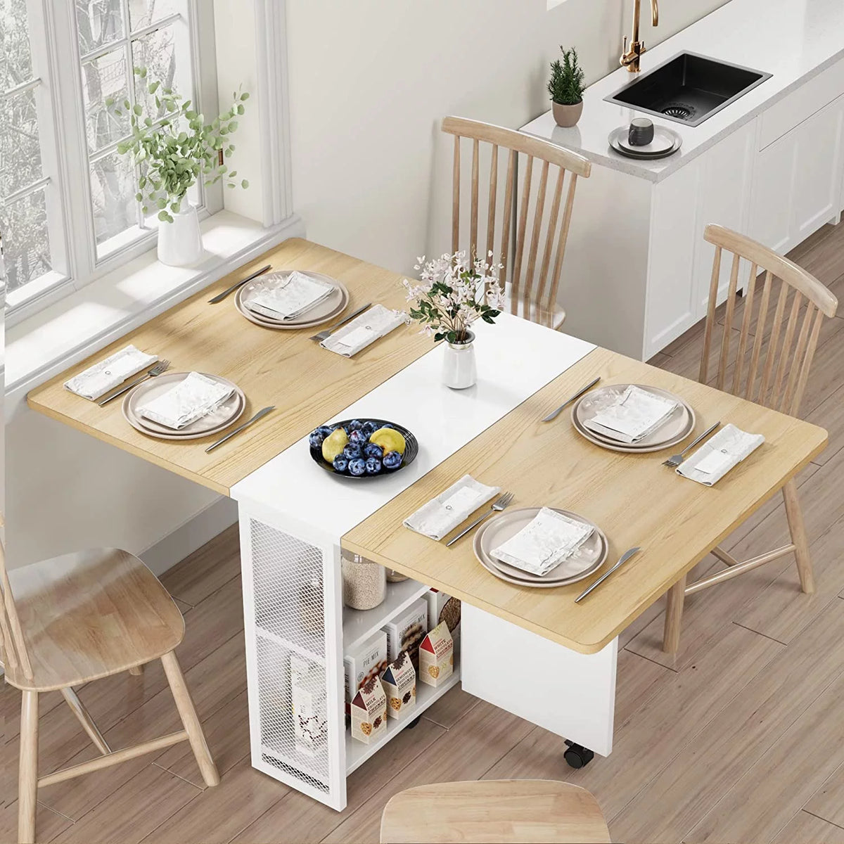 Space Saving Folding Dining Table with 2 Tier T318