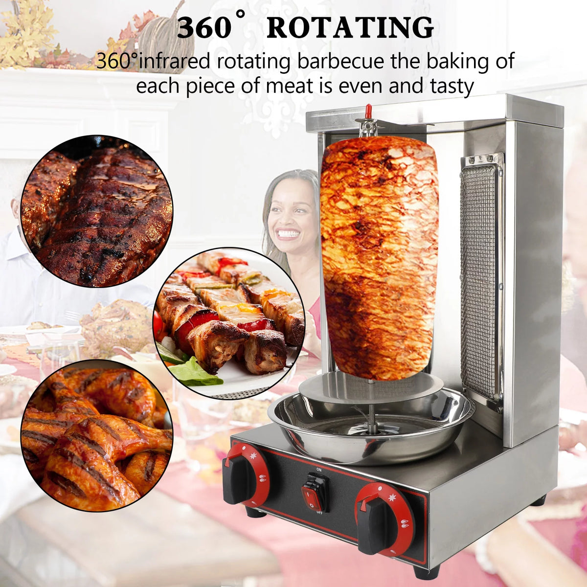 Propane 2 Burner Vertical Shawarma Grill E96108
