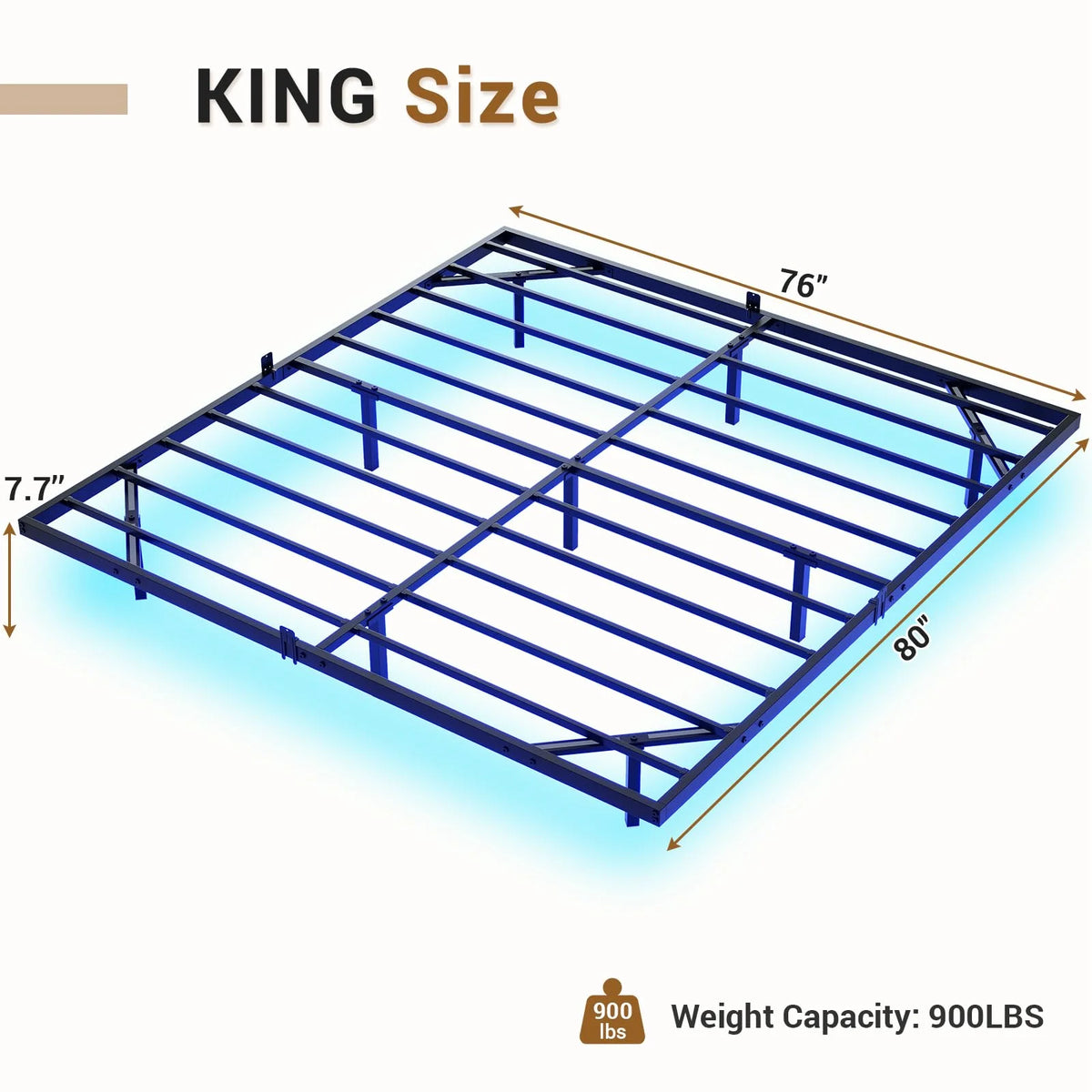 Queen Metal Platform Bed Frame with LED Lights Y551