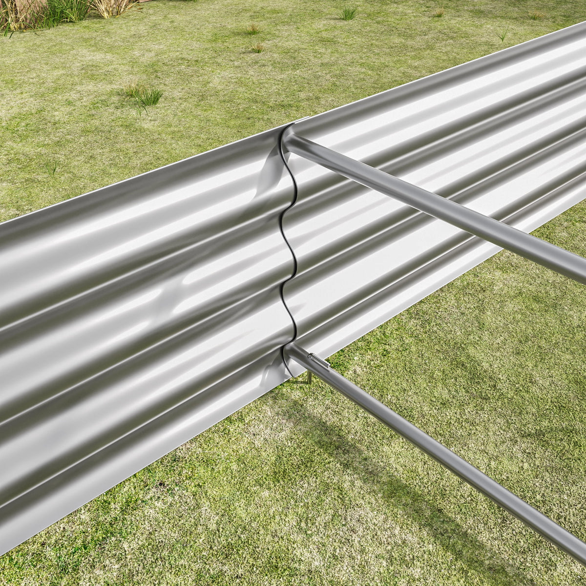 Metal Raised Garden Bed Outdoor for Vegetables Flowers Herb U36090