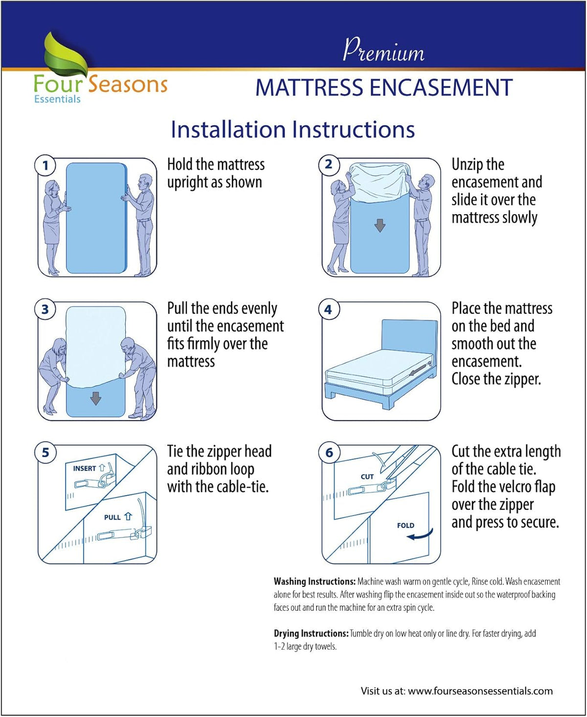 Waterproof Zippered Mattress Protector Encasement Pack of 2 F887