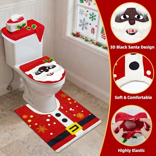 Black 4 Pcs Christmas Toilet Seat Cover Set Q6802