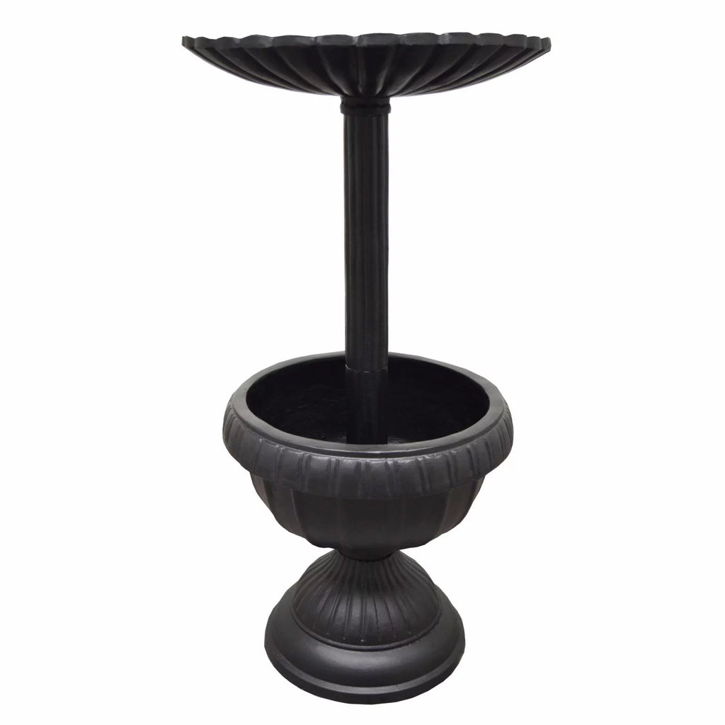 Round Cast Aluminum Bird Bath and Planter Vase Combo C98321
