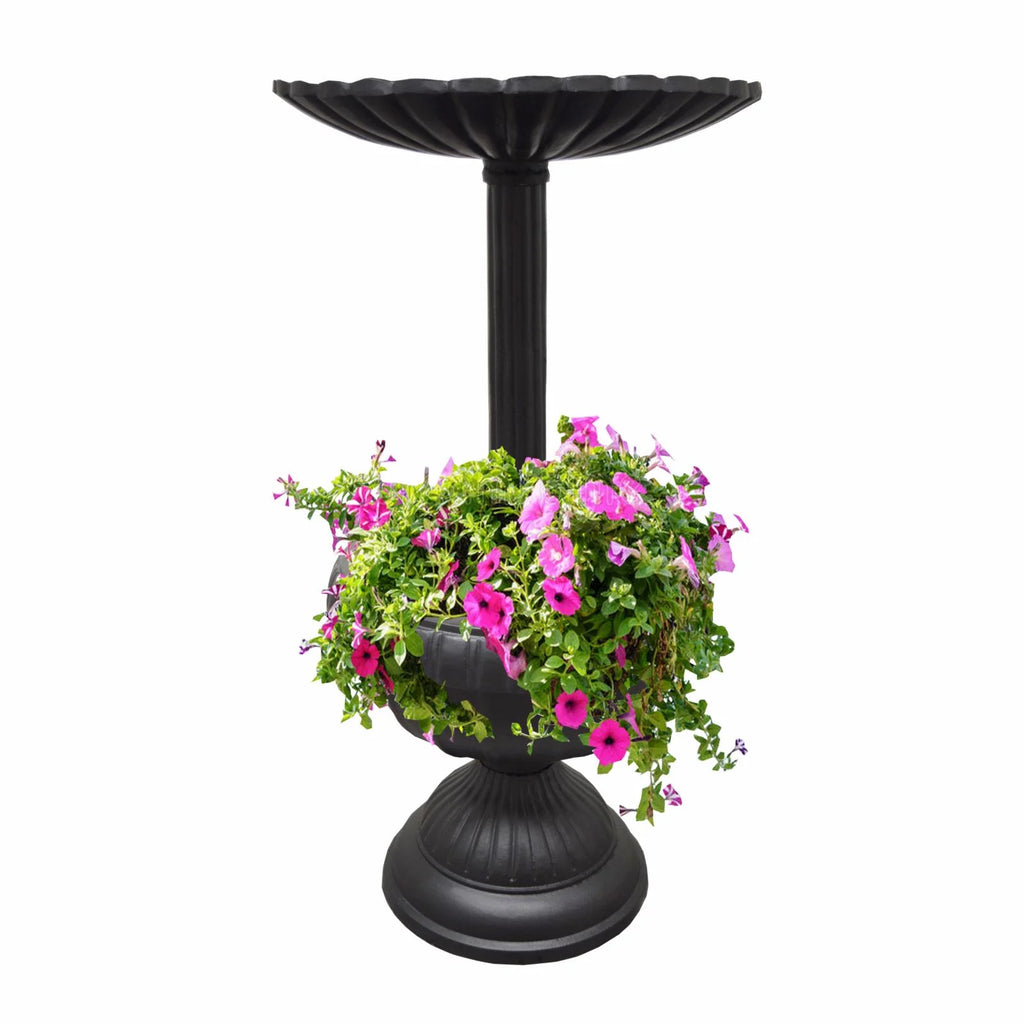 Round Cast Aluminum Bird Bath and Planter Vase Combo C98321