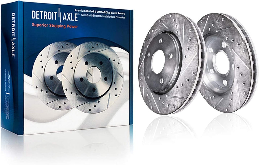 Front and Rear Drilled & Slotted Disc Brake Rotors 4pc Set Q213066