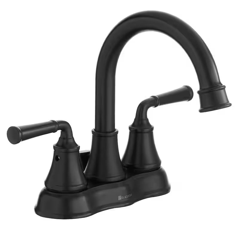 4 in. Centerset Double Handle High-Arc Bathroom Faucet in Matte Black D741